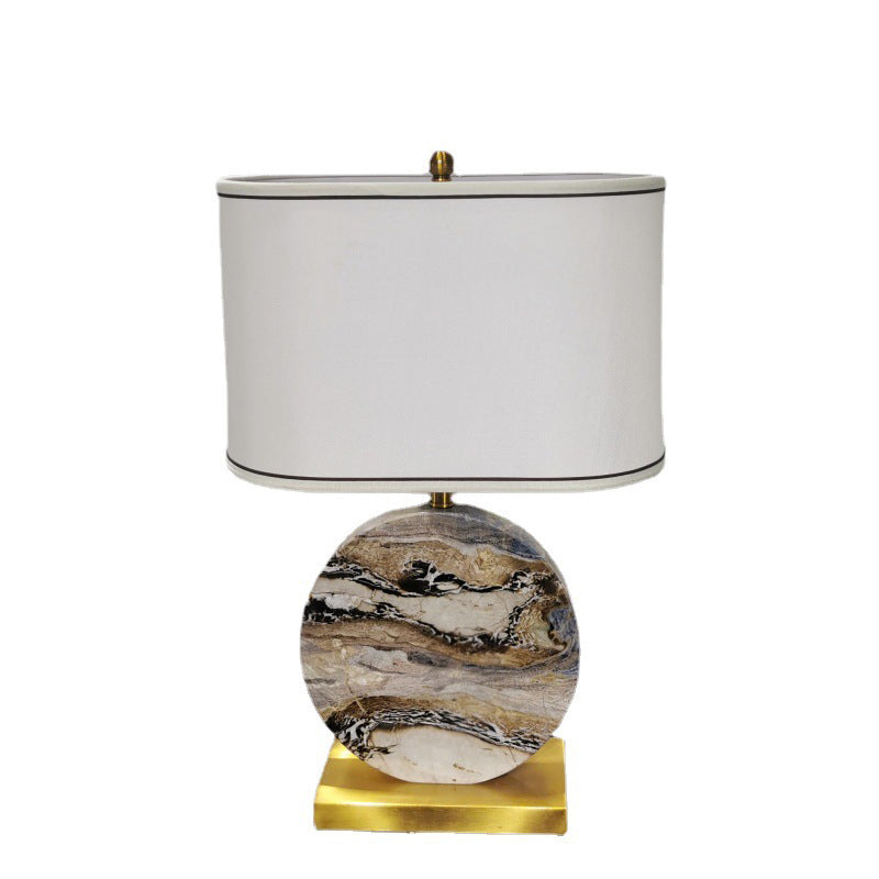 Round Rectangular Marble Fabric Table Lamp
