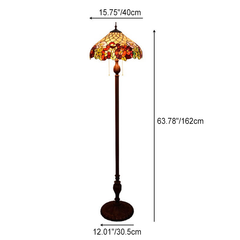 Decorative Umbrella Iron Resin 3-Light Floor Lamp