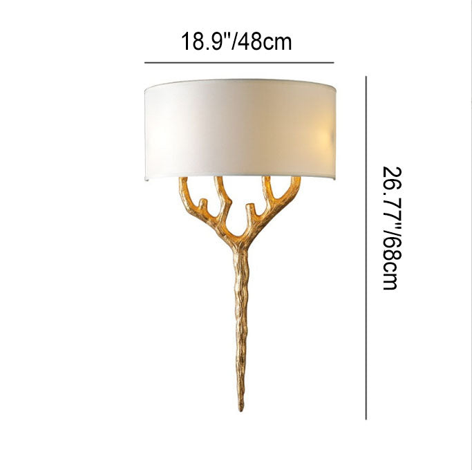Europe Fabric Brass Branches 2-Light Wall Lamp