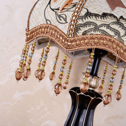 Fabric Cone Tassel Resin Table Lamp