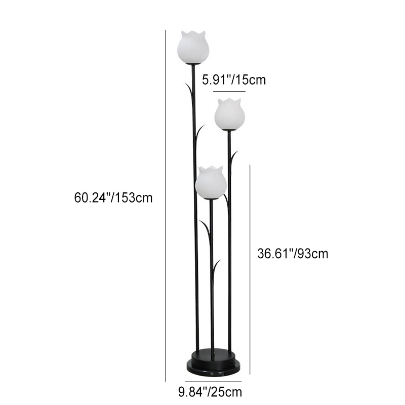 Contemporary Scandinavian Cylinder Flower 3-Light Floor
