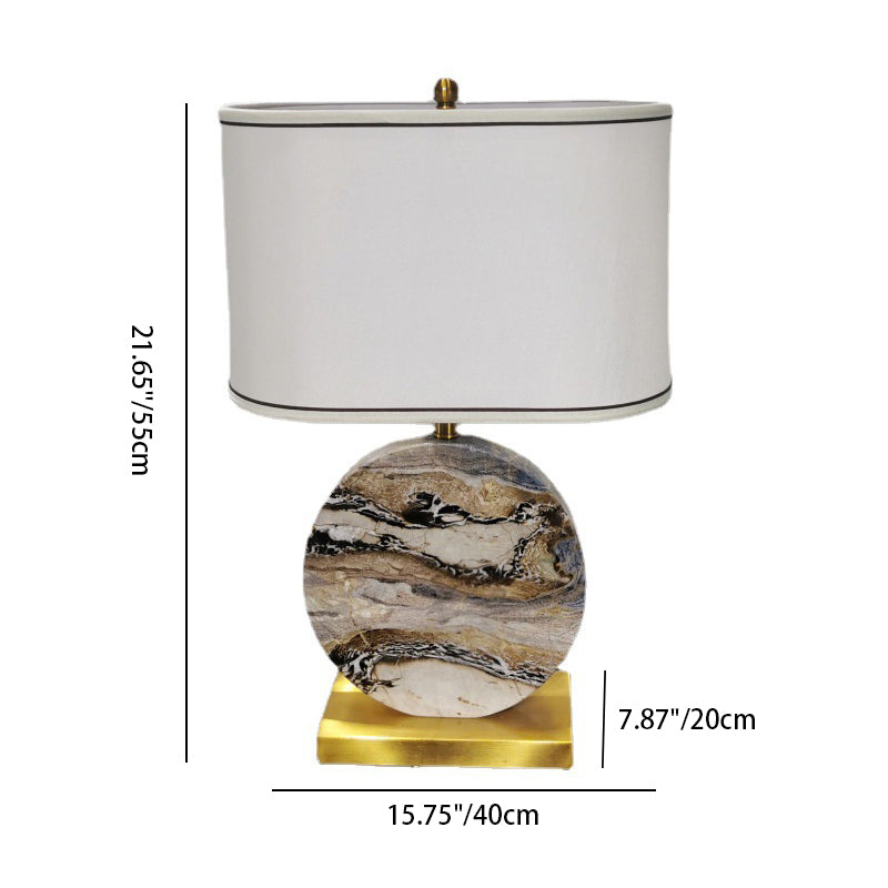 Round Rectangular Marble Fabric Table Lamp