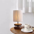 Fabric Cylinder Wooden Chess Table Lamp