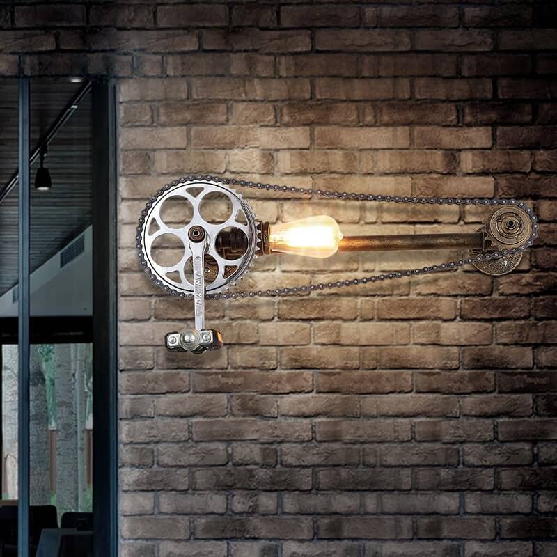 Steampunk Gear Pedal Bicycle Wall Lamp