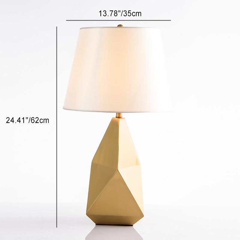 Polygonal Round Hardware Fabric Table Lamp