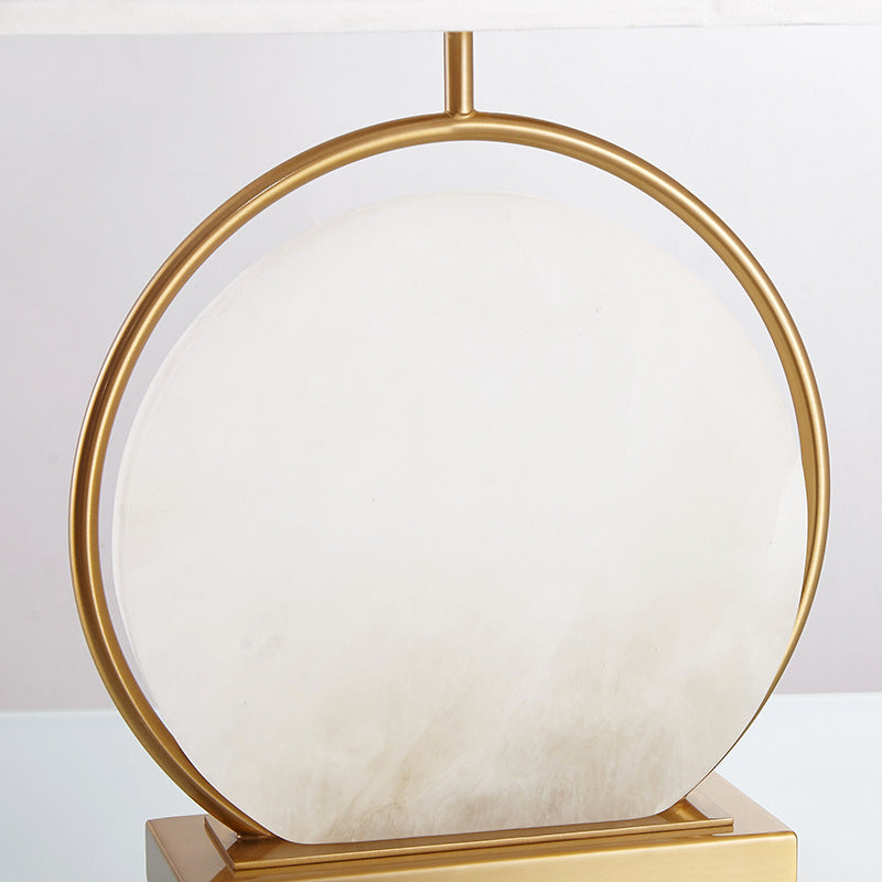 Square Round Stone Iron Table Lamp