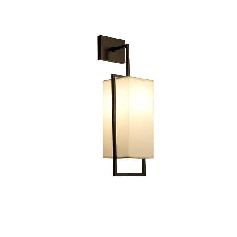 Square Fabric Iron Frame Wall Lamp