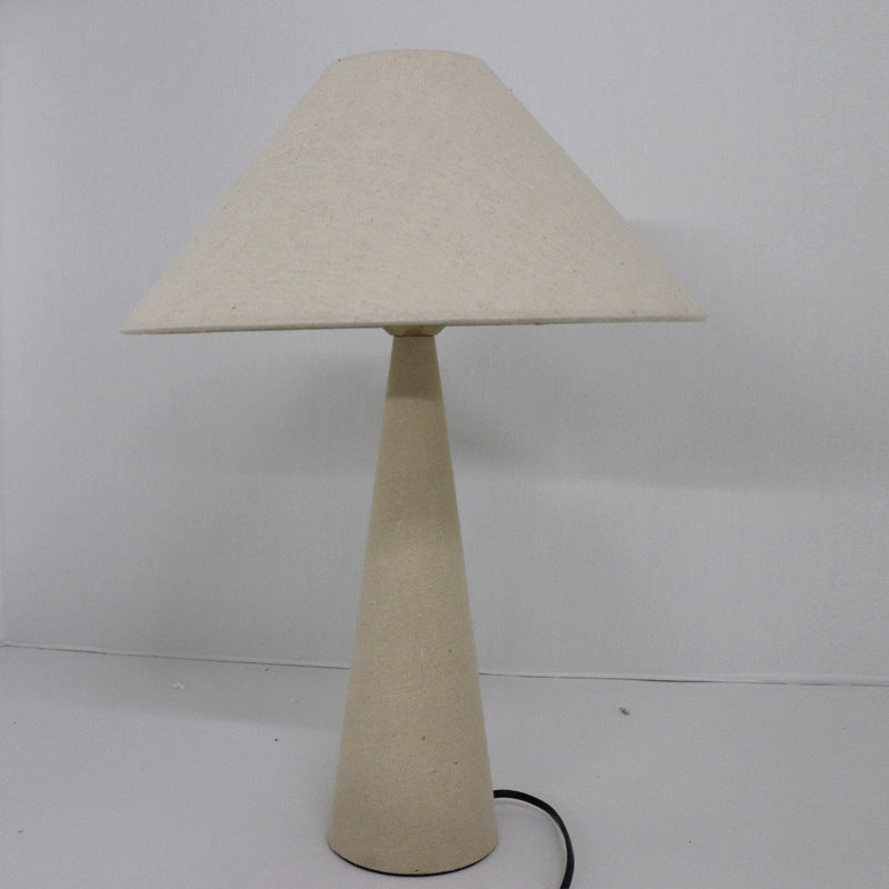Linen Fabric Cone Column Table Lamp