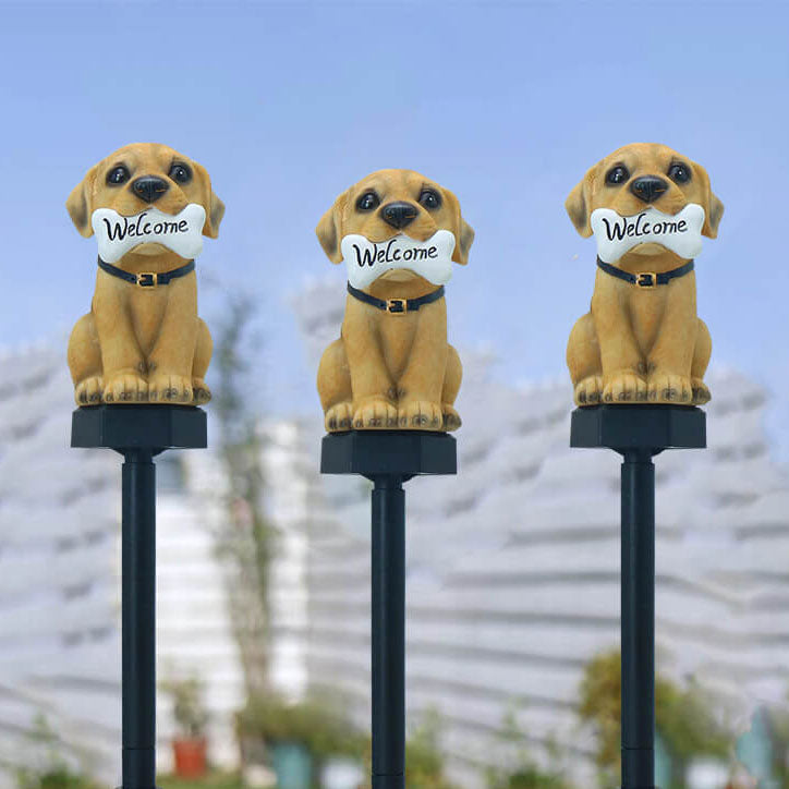 Dog Resin Solar Waterproof Outdoor Light