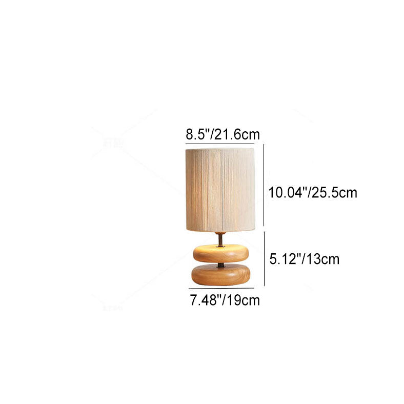 Walnut Fabric Lampshade Cylinder Table Lamp