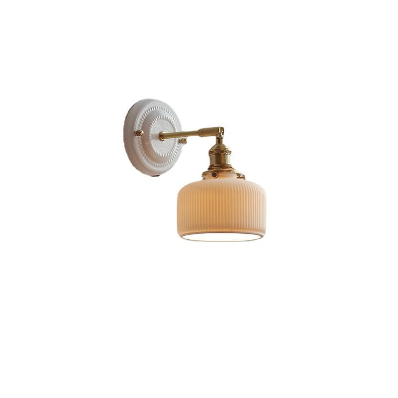 Round Ceramic Brass Living Wall Lamp