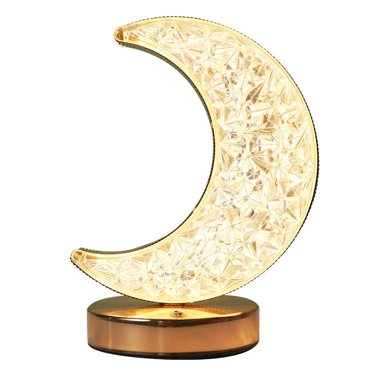 Metal Crystal Star Moon Table Lamp