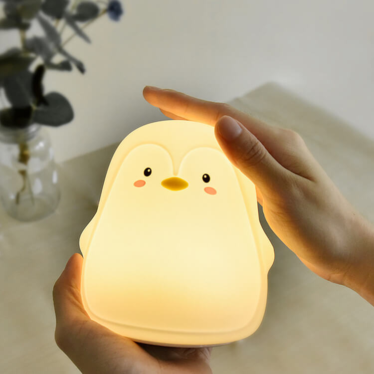 Cartoon Penguin Silicone Kids Table Lamp