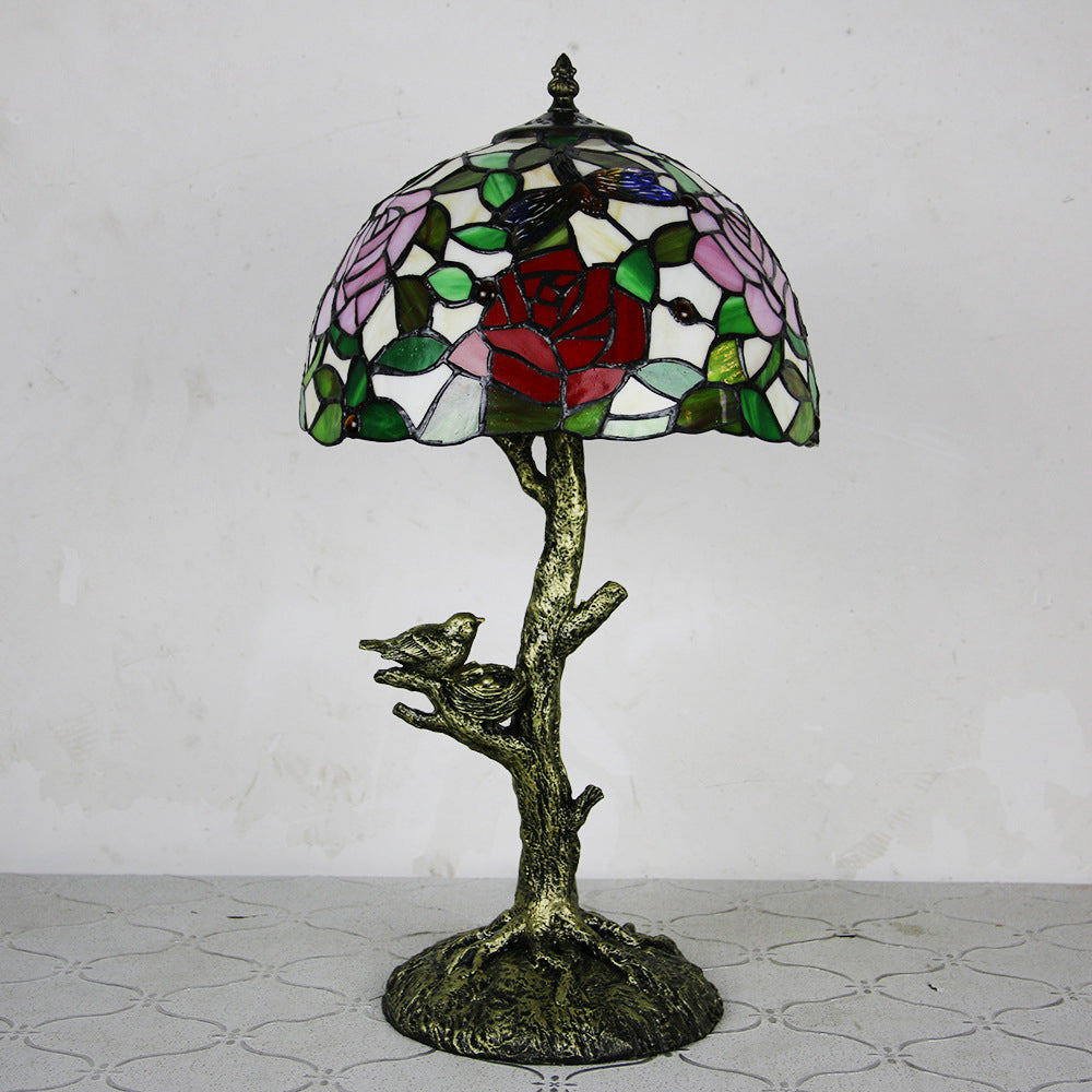 Dome Flower Hardware Stained Table Lamp