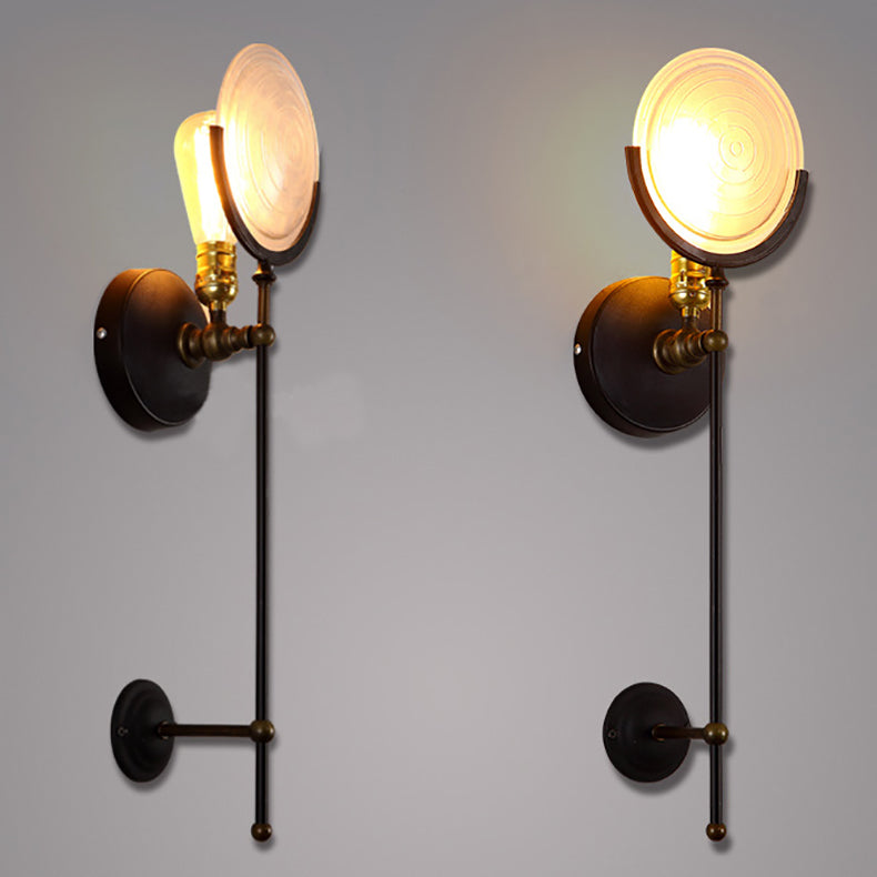 Iron Glass Round Disc Wall Lamp
