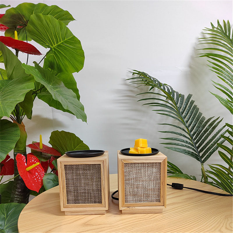 Wood Square Melting Wax Table Lamp