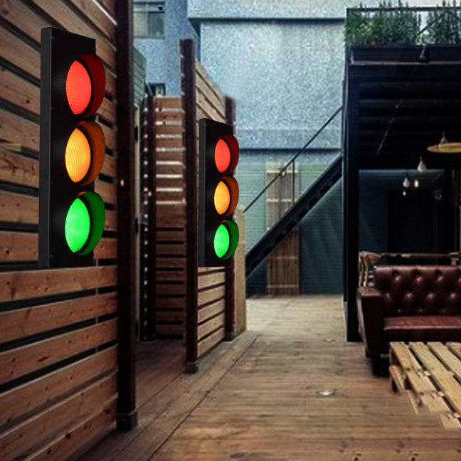 Rectangle Traffic Signal Iron Wall Lamp