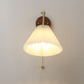 Walnut Brass Pleated Wall Lamp
