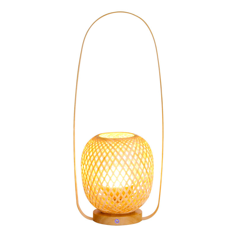 Bamboo Weaving Cage Portable Table Lamp