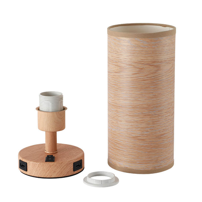 Wood Grain Fabric Table Lamp