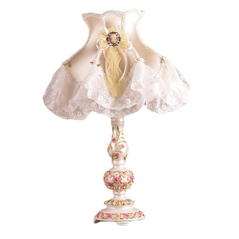 Sculpted Floral Resin Iron Table Lamp