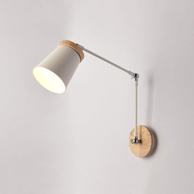 Solid Wood Iron Cylinder Wall Lamp