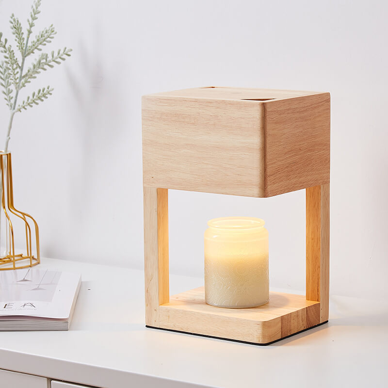 Log Square Geometry Melting 2-Light Table Lamp