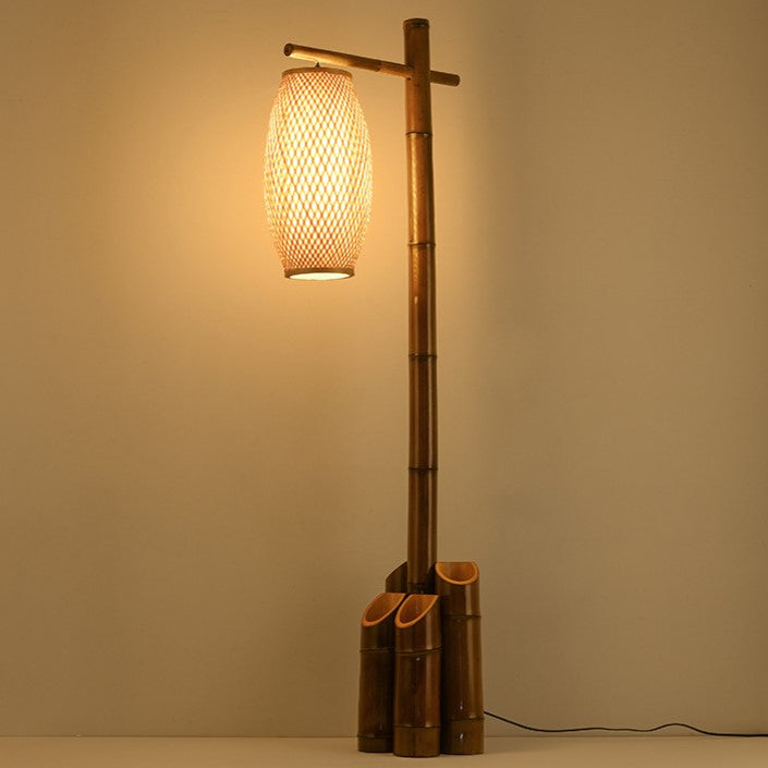 Traditional Chinese Bamboo Tube Floor Lamp
