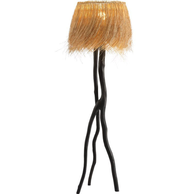 Bamboo Weaving Round Resin Floor Lamp