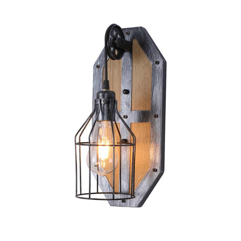 Wood Cage Wall Lamp