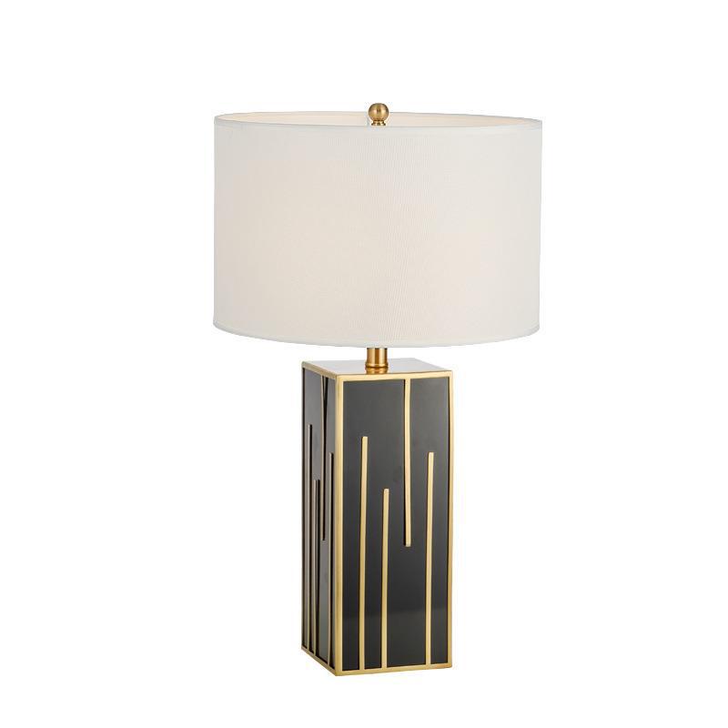 Fabric Drum Square Column Table Lamp