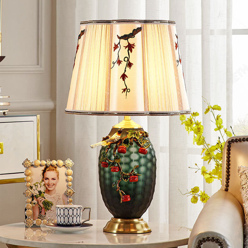 Copper Enamel Color Fabric Table Lamp