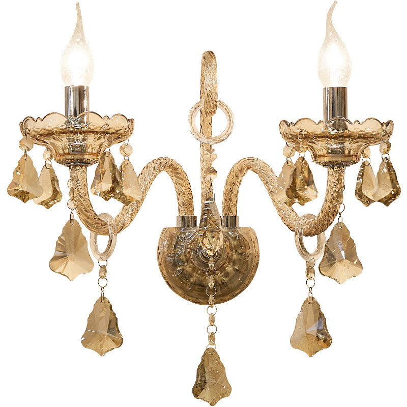 Glass Crystal Candelabra Hardware Wall Lamp
