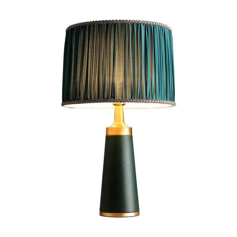 Fabric Cylinder Leather Study Table Lamp