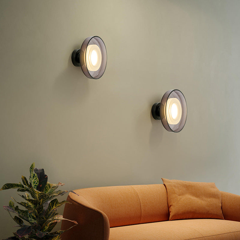 Round Hardware Glass Wall Lamp