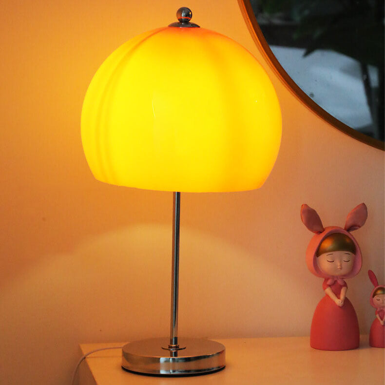 Orange Mushroom Glass Lampshade Table Lamp
