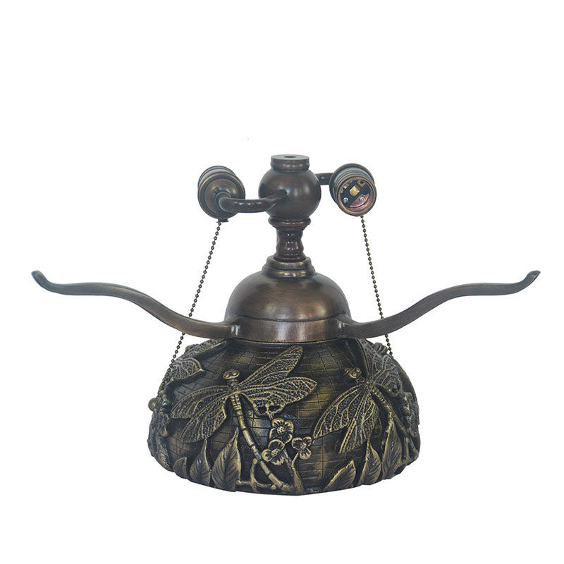 Dragonfly Stained Glass Copper 2-Light Table Lamp