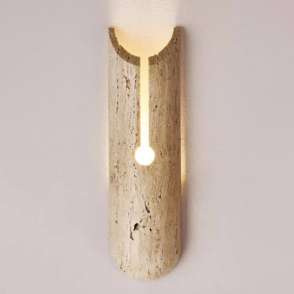 Yellow Travertine Half Oval Wall Lamp