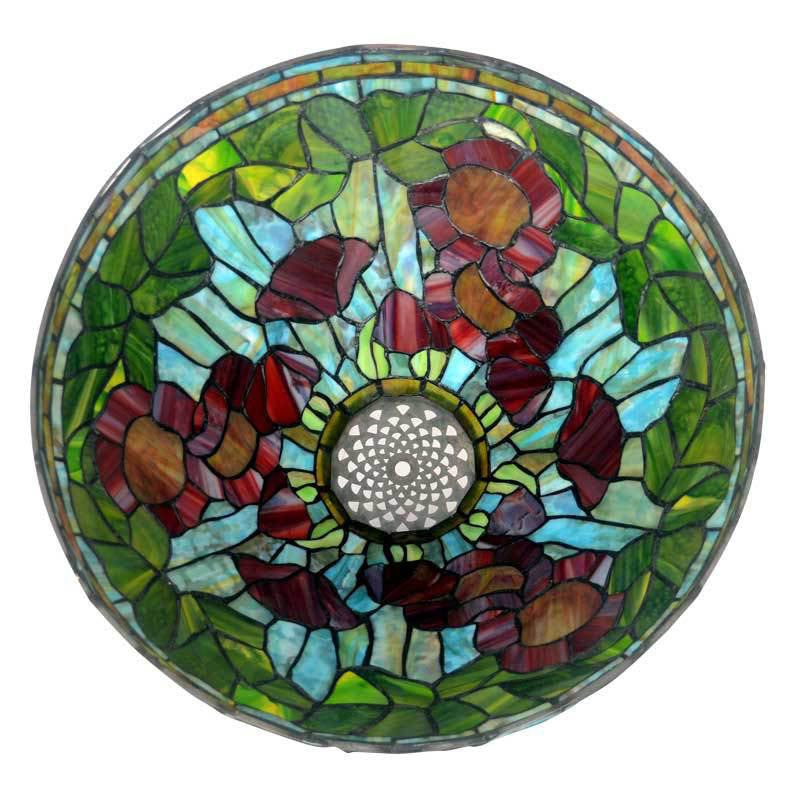 Flower Stained Glass Copper 2-Light Table Lamp