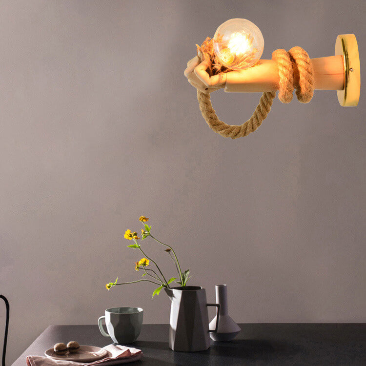 Hand Shape Arm Hemp Wall Lamp