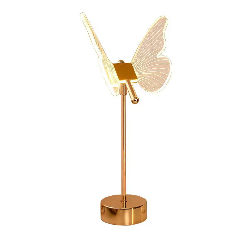 Acrylic Flower Butterfly Gold Table Lamp