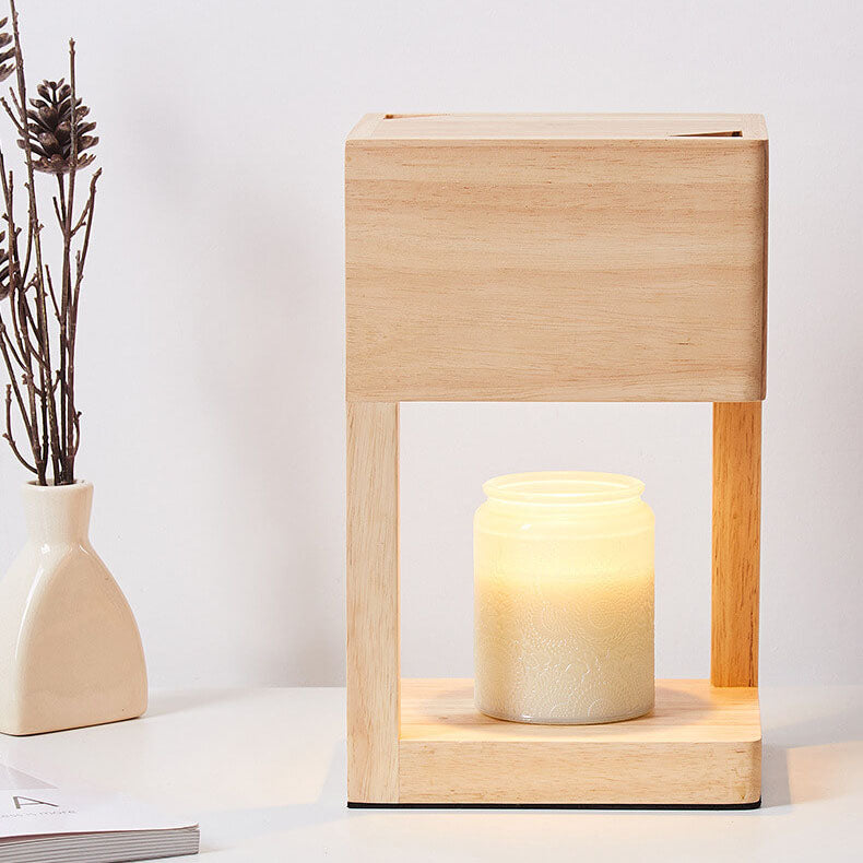 Minimal Rectangular Wooden Melting Table Lamp