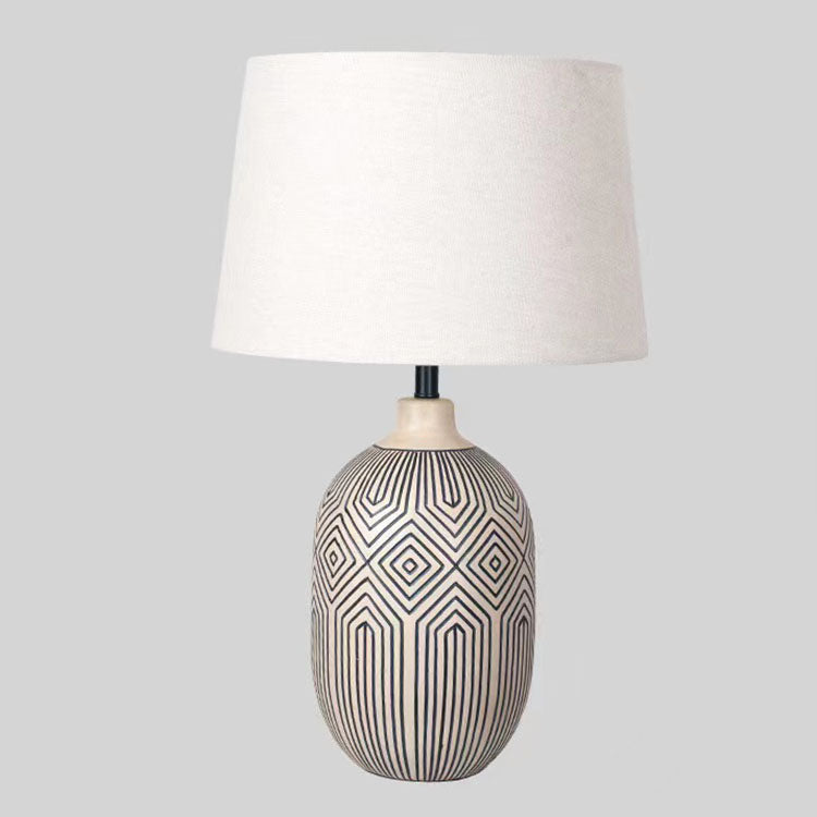 Striped Vase Ceramic Fabric Table Lamp