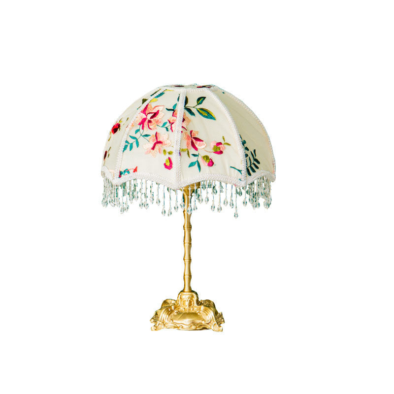 Fabric Copper Dome Flower Table Lamp