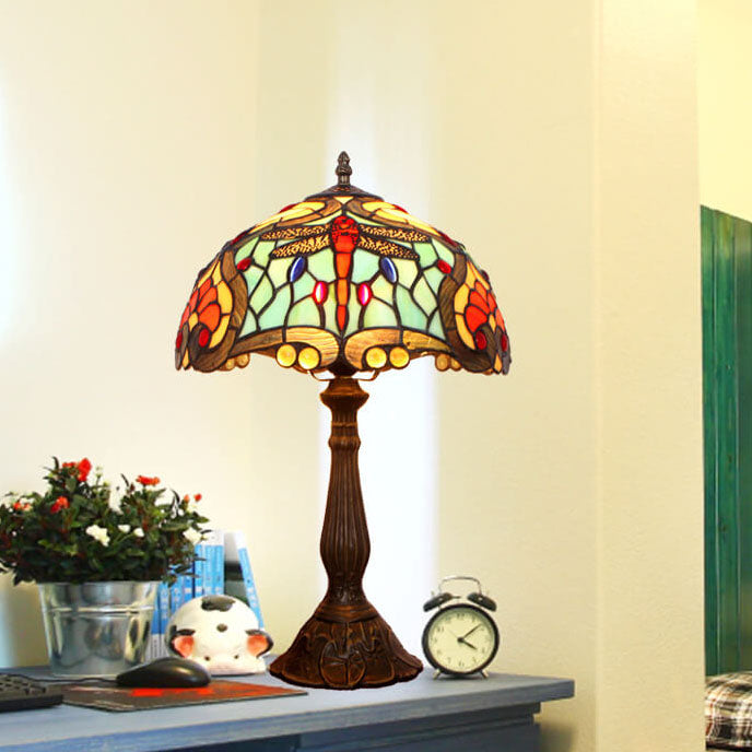 Alloy Colored Dragonfly Peach Table Lamp