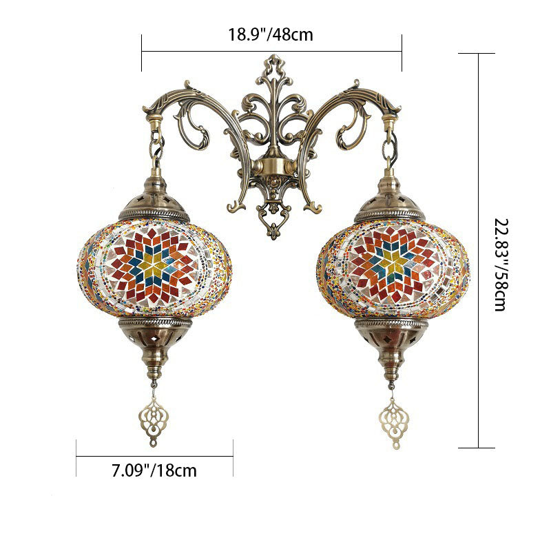 Decorative Lantern Hardware Stained 2-Light Wall Lamp