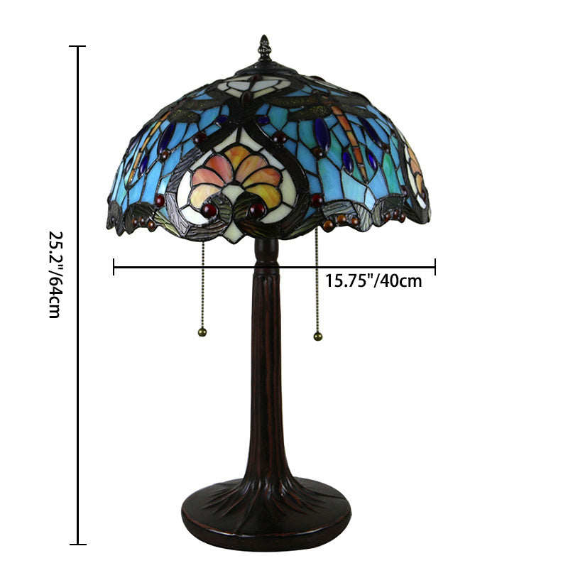Round Resin Glass Bedroom 2-Light Table Lamp