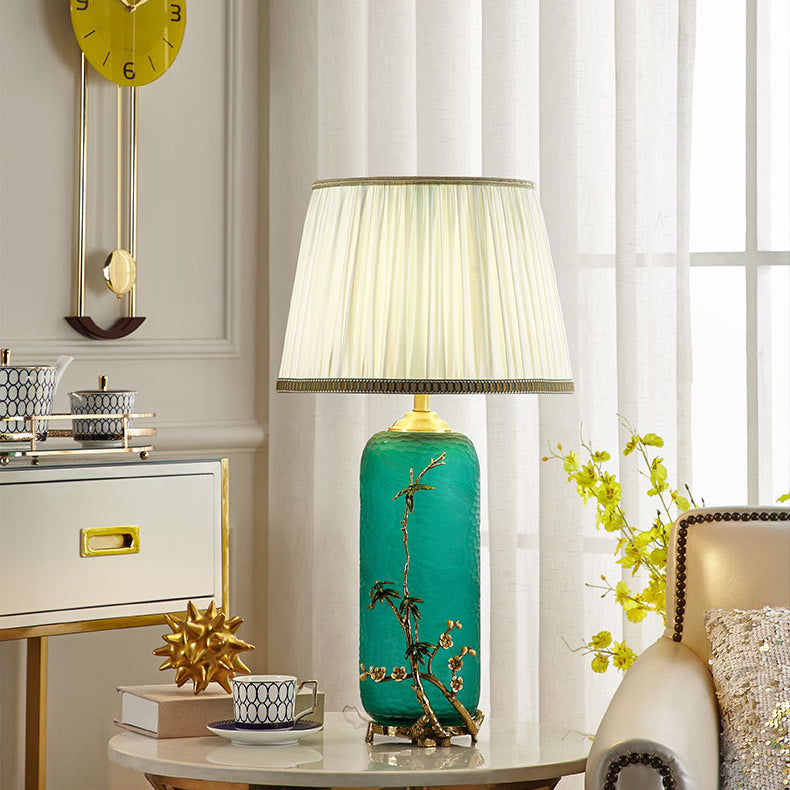 Bottle Glass Copper Fabric Table Lamp