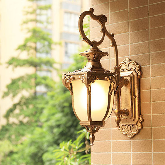 Aluminum Glass Carved Lantern Outdoor Light