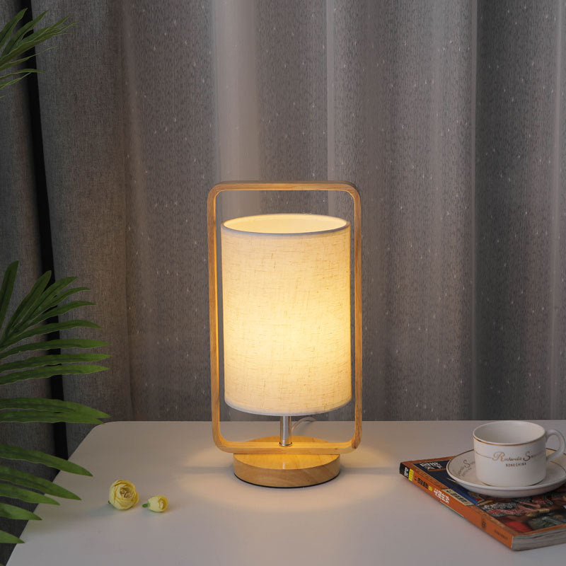 Wood Cloth Portable Night Table Lamp